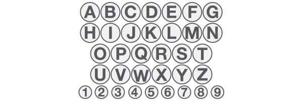 Einschlag-Buchstaben & Zahlen