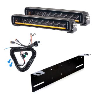 LED-Leiste PURELUX Black X-Slim S250 – Gerade / 25 cm / 45 W / Art.-Nr. 20, 2 Stück – Komplettset (Kennzeichenmontage)
