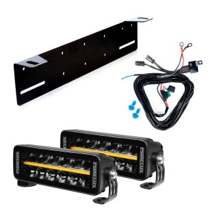 LED Lightbar Purelux Black Boost S200 – gerade / 20 cm / 60 W / Ref. 25, 2 Stück – Komplettset (Unteres Befestigungselement)