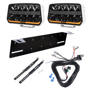 Zusatzleuchte PURELUX Panther 11 Weiß – Rechteckig / 24 cm / 170 W / Ref. 20, 2 Stück – Komplettset