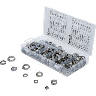 Edelstahl-Schlauchklemmen-Sortiment | Ø 5,8 - 21 mm | 170-tlg.