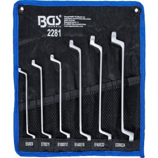 Doppel-Ringschlüssel-Satz mit E-Profil-Ringköpfen | gekröpft | SW E6 - E24 | 6-tlg.