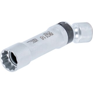 Zündkerzen-Gelenkeinsatz Zwölfkant mit Haltefeder | Antrieb Innenvierkant 10 mm (3/8") | SW 16 mm
