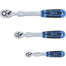 Umschaltknarren-Satz | ausziehbar | Abtrieb Außenvierkant 6,3 mm (1/4") - 10 mm (3/8") - 12,5 mm (1/2") | 3-tlg.