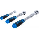 Umschaltknarren-Satz | ausziehbar | Abtrieb Außenvierkant 6,3 mm (1/4") - 10 mm (3/8") - 12,5 mm (1/2") | 3-tlg.
