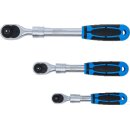 Umschaltknarren-Satz | ausziehbar | Abtrieb Außenvierkant 6,3 mm (1/4") - 10 mm (3/8") - 12,5 mm (1/2") | 3-tlg.
