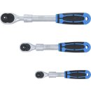 Umschaltknarren-Satz | ausziehbar | Abtrieb Außenvierkant 6,3 mm (1/4") - 10 mm (3/8") - 12,5 mm (1/2") | 3-tlg.