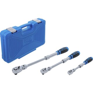 Umschaltknarren-Satz | ausziehbar, abwinkelbar | Abtrieb Außenvierkant 6,3 mm (1/4") - 10 mm (3/8") - 12,5 mm (1/2") | 3-tlg.