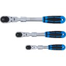 Umschaltknarren-Satz | ausziehbar, abwinkelbar | Abtrieb Außenvierkant 6,3 mm (1/4") - 10 mm (3/8") - 12,5 mm (1/2") | 3-tlg.