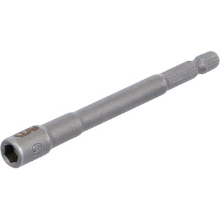 Steckschlüssel-Einsatz Sechskant, extra lang | für Bohrmaschinen | Antrieb Außensechskant 6,3 mm (1/4") | SW 6 mm