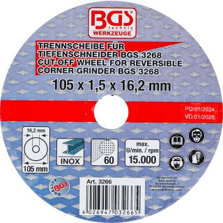 Trennscheibe für BGS Tiefenschneider | Ø 105 x 1,5 x 16,2 mm