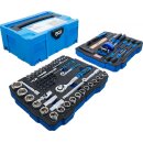 Steckschlüssel- und Hammer-, Zangen-, Schraubendreher-Satz | 6,3 mm (1/4") / 12,5 mm (1/2") | BGS systainer® | 77-tlg.