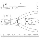 Sprengringzange | abgewinkelt | für Außensprengringe | 175 mm