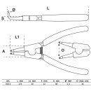 Sprengringzange | abgewinkelt | für Außensprengringe | 225 mm