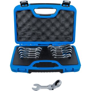 Ratschenring-Maulschlüssel-Satz | kurz | abwinkelbar | SW 8 - 19 mm | 12-tlg.