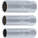 Zündkerzen-Einsatz-Satz Zwölfkant | Antrieb Innenvierkant 10 mm (3/8") | SW 14 - 16 - 18 mm | 3-tlg.