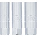 Zündkerzen-Einsatz-Satz Zwölfkant | Antrieb Innenvierkant 10 mm (3/8") | SW 14 - 16 - 18 mm | 3-tlg.