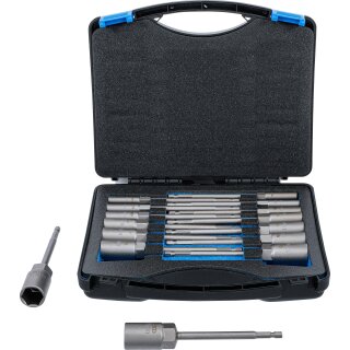 Steckschlüssel-Einsatz-Satz, Sechskant | extra lang | Antrieb Außensechskant 6,3 mm (1/4") | für Bohrmaschinen | SW 5,5 - 19 mm | 15-tlg.