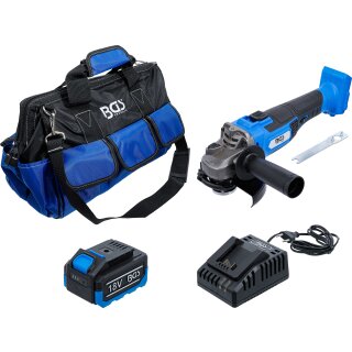 Akku-Winkelschleifer-Satz | bürstenlos | 18 V | mit Akku und Schnell-Ladegerät