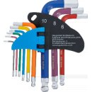 Winkelschlüssel-Satz | Multicolour | kurz | Innensechskant, Innensechskant mit Kugelkopf 1,5 - 10 mm | 9-tlg.
