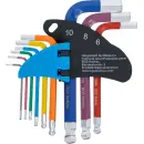 Winkelschlüssel-Satz | Multicolour | kurz | Innensechskant, Innensechskant mit Kugelkopf 1,5 - 10 mm | 9-tlg.