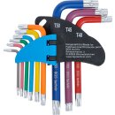 Winkelschlüssel-Satz | Multicolour | kurz | T-Profil (für Torx) mit Bohrung T10 - T50 | 9-tlg.