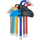 Winkelschlüssel-Satz | Multicolour | T-Profil (für Torx) mit Bohrung T10 - T50 | 9-tlg.