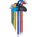 Winkelschlüssel-Satz | Multicolour | extra lang | T-Profil (für Torx) mit Bohrung T10 - T50 | 9-tlg.