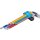 Winkelschlüssel-Satz | Multicolour | extra lang | T-Profil (für Torx) mit Bohrung T10 - T50 | 9-tlg.