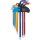 Winkelschlüssel-Satz | Multicolour | extra lang | T-Profil (für Torx) mit Bohrung T10 - T50 | 9-tlg.