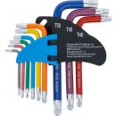 Winkelschlüssel-Satz | Multicolour | kurz | T-Profil (für Torx) mit Bohrung und Kugelkopf T10 - T50 | 9-tlg.