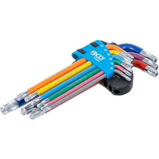 Winkelschlüssel-Satz | Multicolour | T-Profil (für Torx) mit Bohrung und Kugelkopf T10 - T50 | 9-tlg.