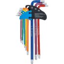 Winkelschlüssel-Satz | Multicolour | extra lang | T-Profil (für Torx) mit Bohrung und Kugelkopf T10 - T50 | 9-tlg.