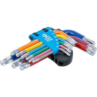 Winkelschlüssel-Satz | Multicolour | kurz | T-Profil (für Torx) mit Kugelkopf T10 - T50 | 9-tlg.