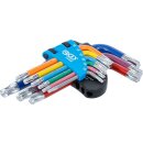 Winkelschlüssel-Satz | Multicolour | kurz | T-Profil (für Torx) mit Kugelkopf T10 - T50 | 9-tlg.
