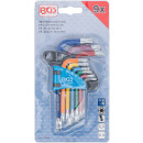 Winkelschlüssel-Satz | Multicolour | kurz | T-Profil (für Torx) mit Kugelkopf T10 - T50 | 9-tlg.