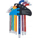 Winkelschlüssel-Satz | Multicolour | T-Profil (für Torx) mit Kugelkopf T10 - T50 | 9-tlg.