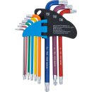 Winkelschlüssel-Satz | Multicolour | T-Profil (für Torx) mit Kugelkopf T10 - T50 | 9-tlg.
