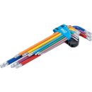 Winkelschlüssel-Satz | Multicolour | extra lang | T-Profil (für Torx) mit Kugelkopf T10 - T50 | 9-tlg.