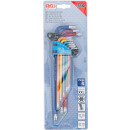 Winkelschlüssel-Satz | Multicolour | extra lang | T-Profil (für Torx) mit Kugelkopf T10 - T50 | 9-tlg.