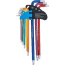 Winkelschlüssel-Satz | Multicolour | extra lang | T-Profil (für Torx) mit Kugelkopf T10 - T50 | 9-tlg.