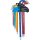 Winkelschlüssel-Satz | Multicolour | extra lang | T-Profil (für Torx) mit Kugelkopf T10 - T50 | 9-tlg.