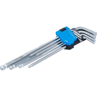 Winkelschlüssel-Satz | Zollgrößen | Innensechskant / Innensechskant mit Kugelkopf 1/16" - 3/8" | 9-tlg.