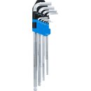 Winkelschlüssel-Satz | Zollgrößen | Innensechskant / Innensechskant mit Kugelkopf 1/16" - 3/8" | 9-tlg.