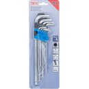 Winkelschlüssel-Satz | Zollgrößen | Innensechskant / Innensechskant mit Kugelkopf 1/16" - 3/8" | 9-tlg.