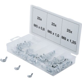 Flügelmuttern-Sortiment | 75-tlg.