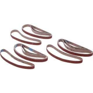 Schleifband-Satz | für Art. 8853 | 10 mm x 330 mm | K 60 - 80 - 120 | 12 tlg.