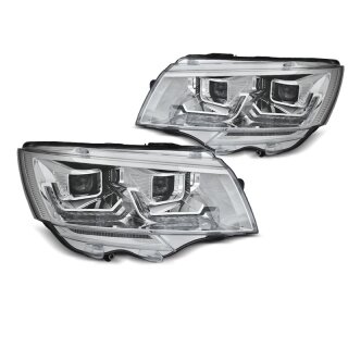 VW T6.1 LED Scheinwerfer "Tube Light Chrome" mit Tagfahrlicht u. dyn. Blinker 2020- Set links + rechts