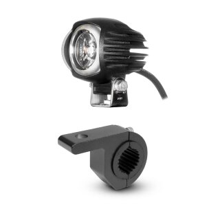 Motorradlampe Pureux SMAL15 – 6 cm / 15 W, Leuchte + Rohrklemme (25–31 mm)