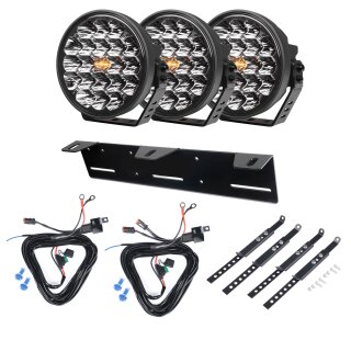 Zusatzleuchte Pureux 770 DRL – rund / 18 cm / 130 W / Ref. 25, 3 Stück – Komplettset